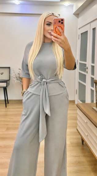 Bağlamalı modal takım Gri