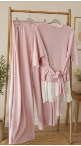 Bağlamalı modal takım pembe Bağlamalı modal takım pembe