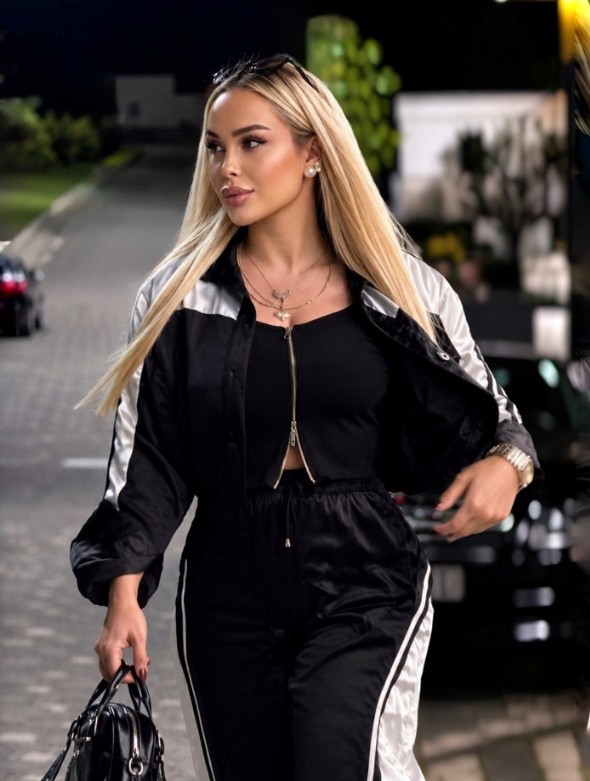 SİYAH İpek Saten spor Takım SİYAH İpek Saten spor Takım