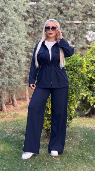 FERMUARLI İKİLİ TAKIM LACİVERT