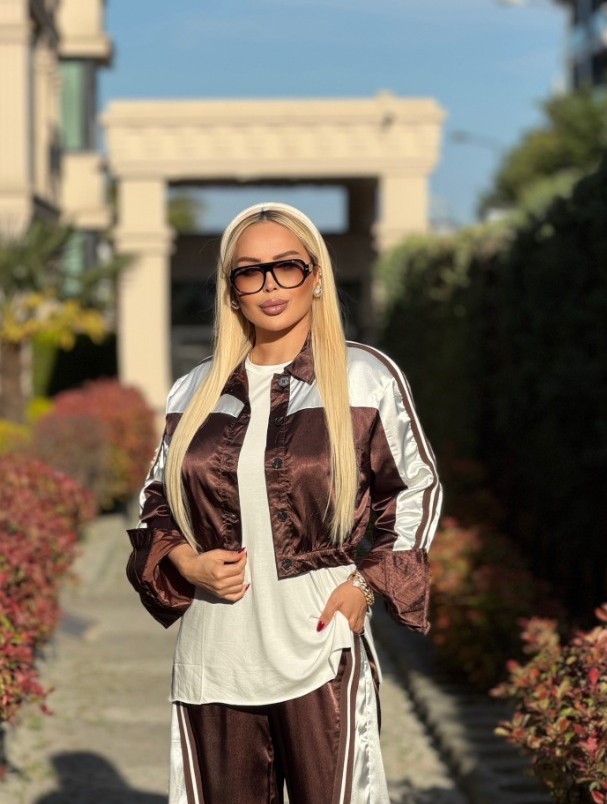 KAHVE İpek Saten spor Takım