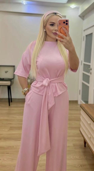 Bağlamalı modal takım pembe
