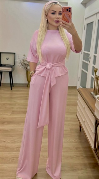 Bağlamalı modal takım pembe