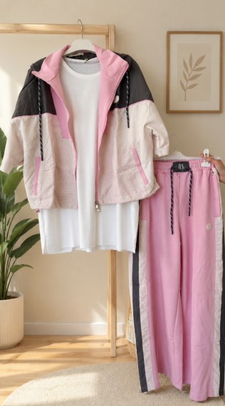 Pembe üçlü premium takım