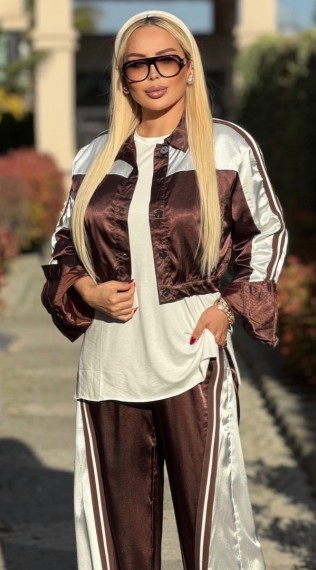 KAHVE İpek Saten spor Takım